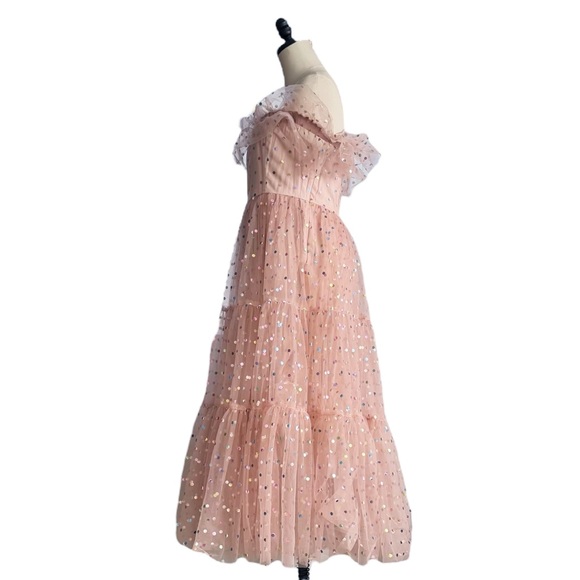 Anthropologie BHLDN Cecilia Off-The-Shoulder Polka Dot Tulle Midi | MEDIUM NWT - Picture 5 of 10